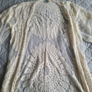 rebellion size large cream white lace cardigan